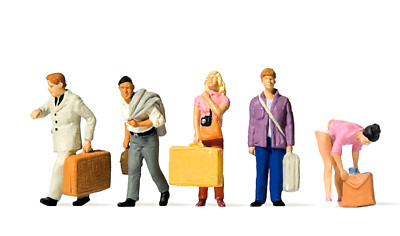 Preiser 10670 Reisende am Bahnhof H0 5 Figuren, handbemalt