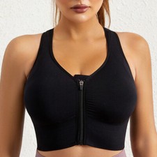 2022 Womens Sports Bra Top Breathable Underwear Yoga Gym Bra Zipper Gather AUS