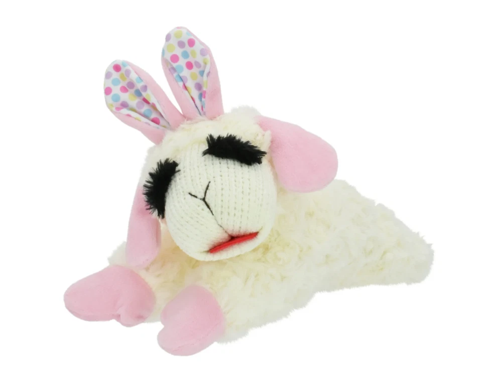 NEW Easter Holiday Lamb Chop by Multipet, Plush Squeaker Dog Toy, Pink or Purple - Image 4 of 4