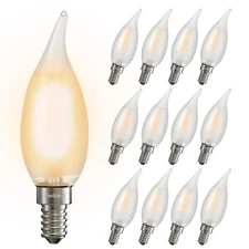Chandelier Frosted Light Bulbs 4W (40W Equivalent), Candelabra Candle E12 LED...