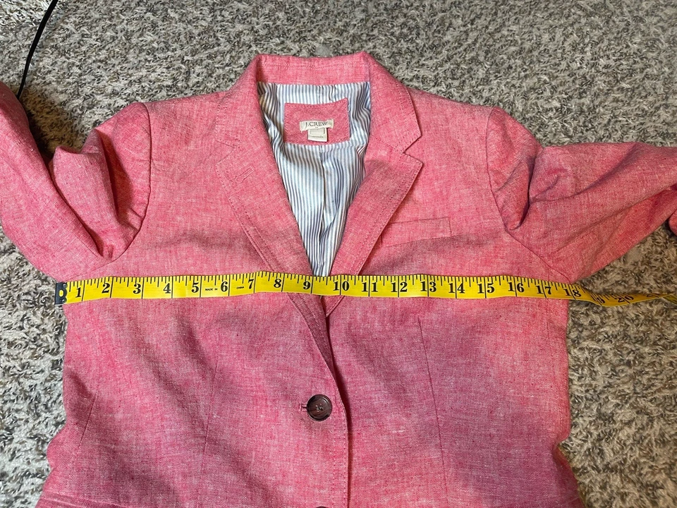 J. Crew Heathered Pink Linen Cotton Blend Blazer Sz 4 Career Workwear - Image 4 of 4