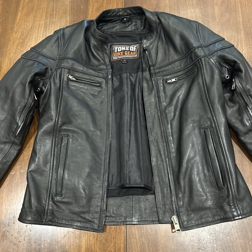 Motorcycle Jacket Genuine Leather Tons Of Bike Gear Size Medium - Foto 2 di 12