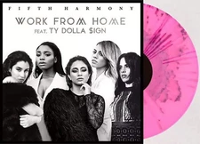 Fifth Harmony and TY Dolla $ign Work From Home Pink Splatter Limited Vinyl VG+