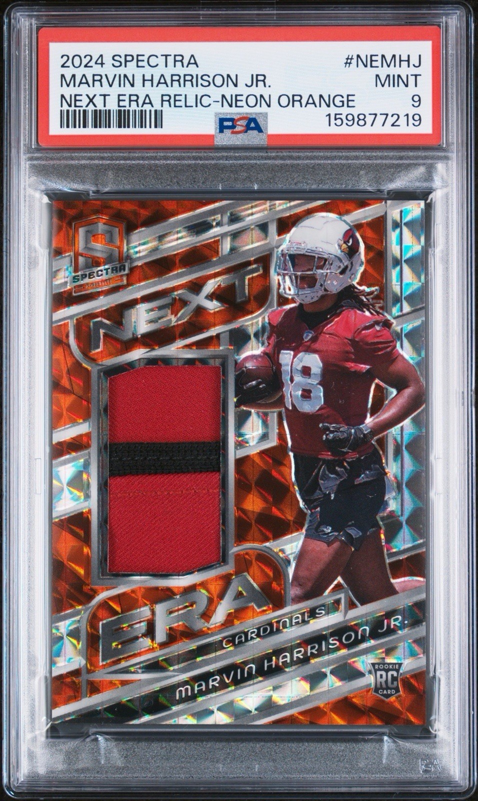Panini 2024 Spectra Marvin Harrison Jr. Cardinals Next Era Neon Orange /10 PSA 9 view 1