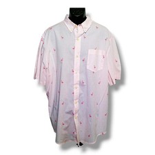 CHAPS Men's Shirt Flamingo Print Easy Care 2XLT Pink