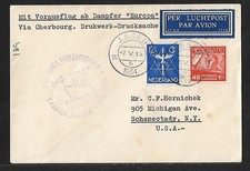 CATAPULT NETHERLANDS TO USA ONLY 17 AIR MAIL COVER 1934 RARE