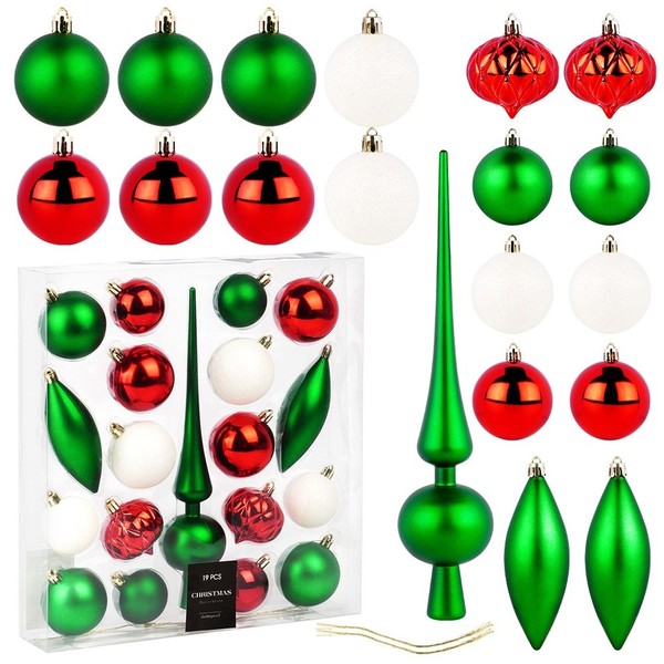 Weihnachtskugeln Tannenbaumkugeln Christbaumkugelset Mit Spitze Bruchsicher GrüN-image