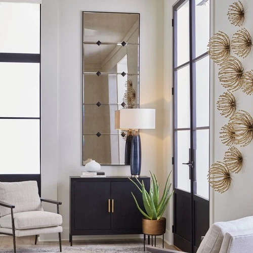 Uttermost 09951 Serchio 30"W x 80"H Rectangular Beveled Accent - Black - Picture 5 of 5