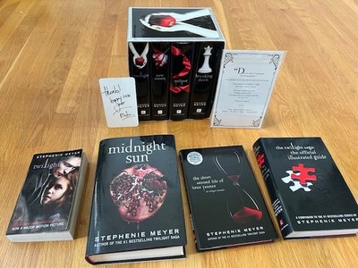 The Twilight Saga 8 BOOKS  ALL FIRST ED + Stephenie Meyer SIGNED CARD