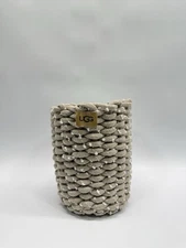 UGG Woven Braided Soft Round Storage Basket Bin Beige 10”