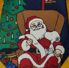 SNOOPY SANTA PEANUTS MENS CHRISTMAS xmas TIE HAVE YOU BEEN GOOD 56"