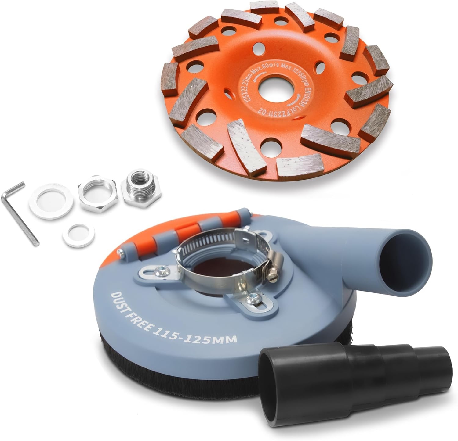 Meule diamantée 125 mm FANZTOOL avec capot d aspiration pour meuleuse
