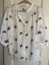 NWT Anthropologie Figueroa Flower Blouse Boho TOP Shirt M L XL White Embroidery
