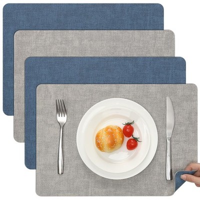 Myir JUN Reversible Vinyl Placemats Set of 4, Faux Leather Place Mats Dual Si...