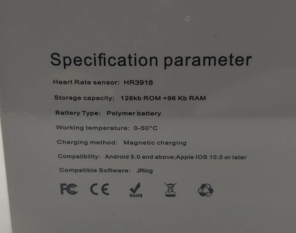 JRing Smart Ring Heart Rate Monitor Blood Oxygen Sleep Tracker Size 11 Black  - Image 2 of 3