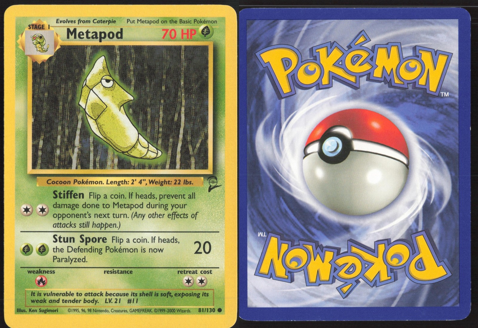 Pokemon TCG | Metapod 81/130 | Base Set 2 Common | Lightly Played