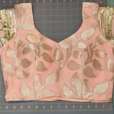 Gold Leaf Sari Crop Top Festival Ethereal Boho Gypsy Small NEW Bollywood Medium