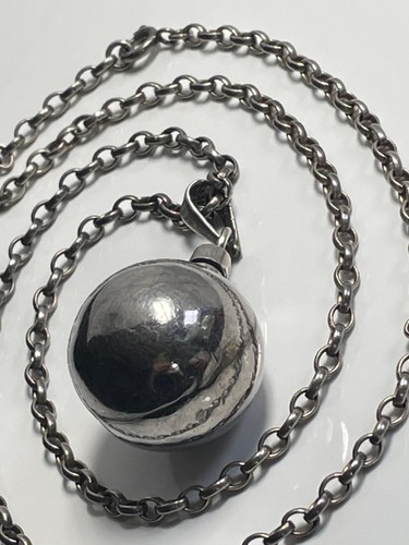 Vintage sterling silver perfume/poison bottle pendant & '925' chain necklace 25g - Picture 13 of 18