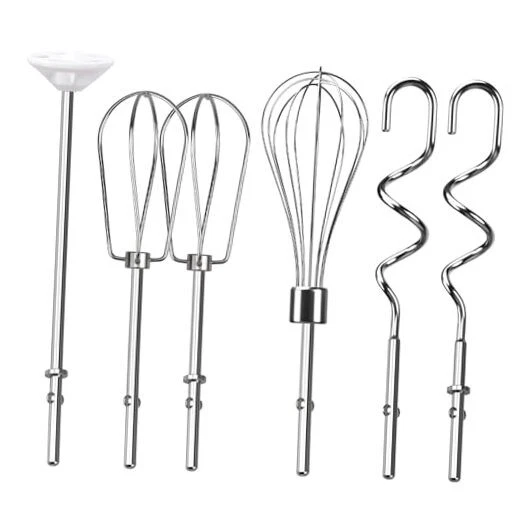 Hand Mixer Beaters Attachments, Whisk, Dough Hooks, and Liquid Blending Rod,