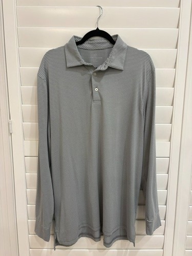 Southern Tide Ryder Montefuma Performance Heather Grey Polo Mens XL Long Sleeve