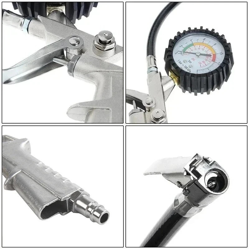 2pcs Air Compressor Recoil Hose Line Tool Set Tyre Inflator Duster Gun ...