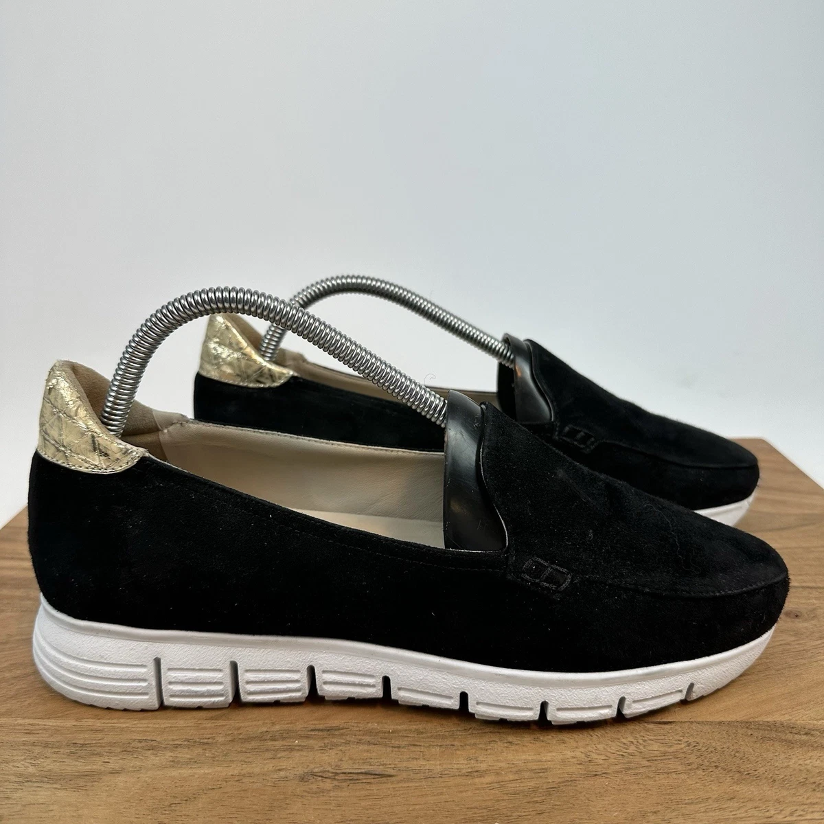 Amalfi suede Black and Silver Studded Slip-Ons runway item used 1x for 20 mins. Sofia: Black Suede with Crystals – INEZ main image 4