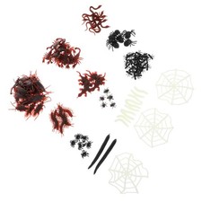 128pcs Halloween Prank Toy Simulation Spider Toys Worms and Insects