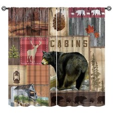 Brown Bear Curtain,Forest Animals Hunting Wildlife Rustic Cabin Room Darkenin...