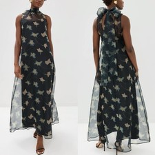 Staud $495 Sleeveless High-Neck Organza Gown Botanical Shadows US Size 6 OBO