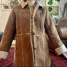 BIG CHILL Vintage RARE Faux Suede PENNY LANE Afghan Sheering Y2K 70s Hippie Coat