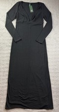 Wild Fable Womens Medium Black Cozy Long Sleeve V-Neck Maxi Empire Waist Dress
