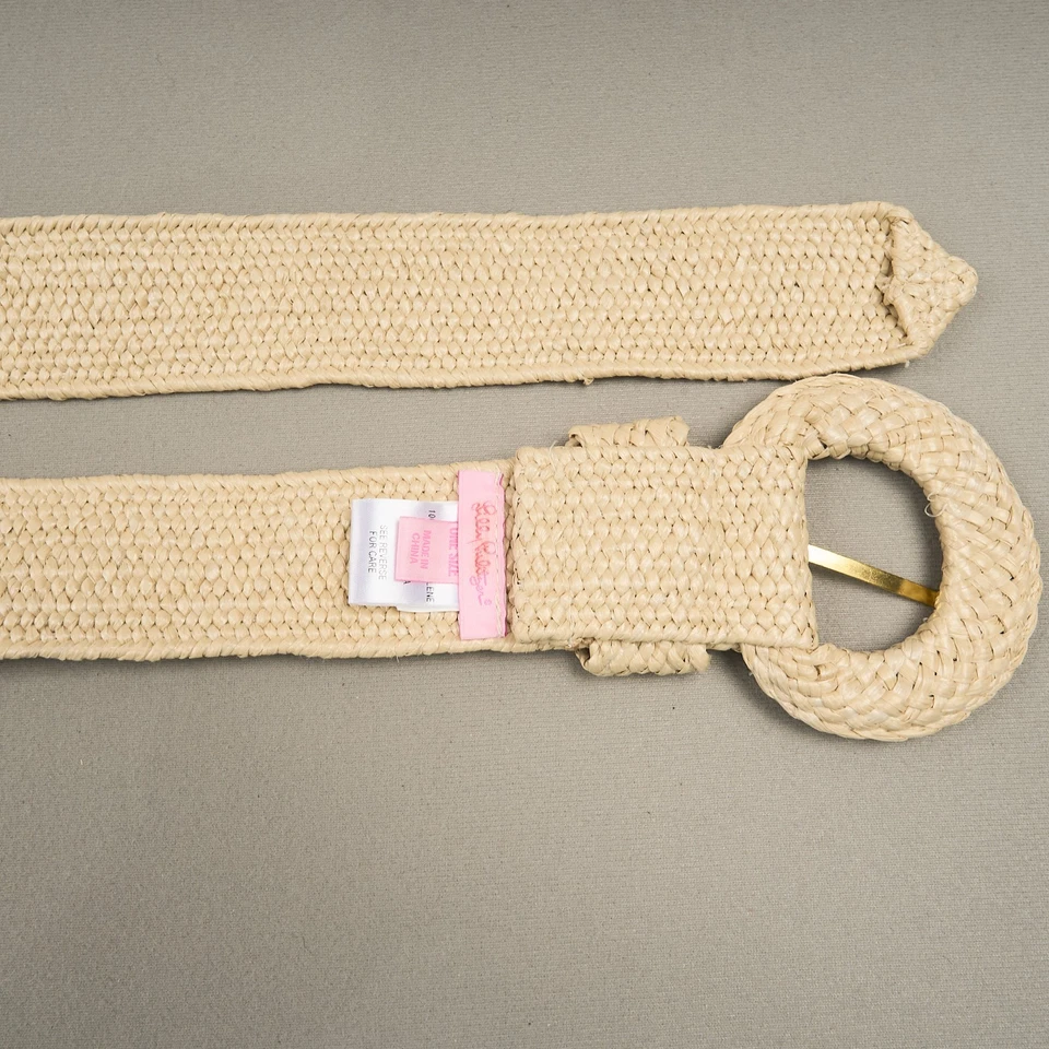 Lilly Pulitzer Sullivan Belt  Natural Beige Stretch Raffia Style 2" Wide OSFO - Image 4 of 4