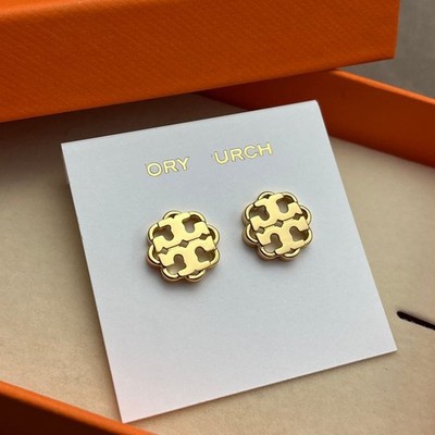 Tory Burch brand signature earrings | Classic golden petal shape
