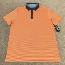Rhone Polo Shirt Mens Medium Orange Striped Performance Golf UPF 50 NEW 108