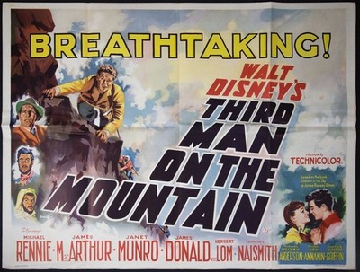 Third Man on the Mountain ORIGINAL Quad Film Cinema Poster Disney 1959