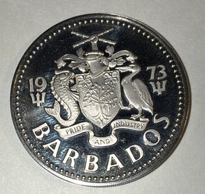 1973-FM Barbados Proof 2 Dollars CopNick KM#15 3,000 Mintage Ship W/o Tracking