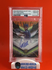 2023 Bowman Inception Prospect Autos Jett Williams /25 Orange Color Match PSA 10