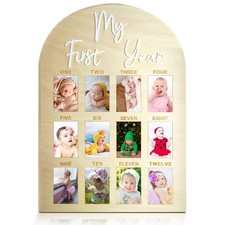 One Year Birthday Wooden Photo Board My First Year Milestone Photo Board 12 M...