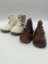 Antique Victorian Era Babies Leather Button Up Shoes 2 Pairs