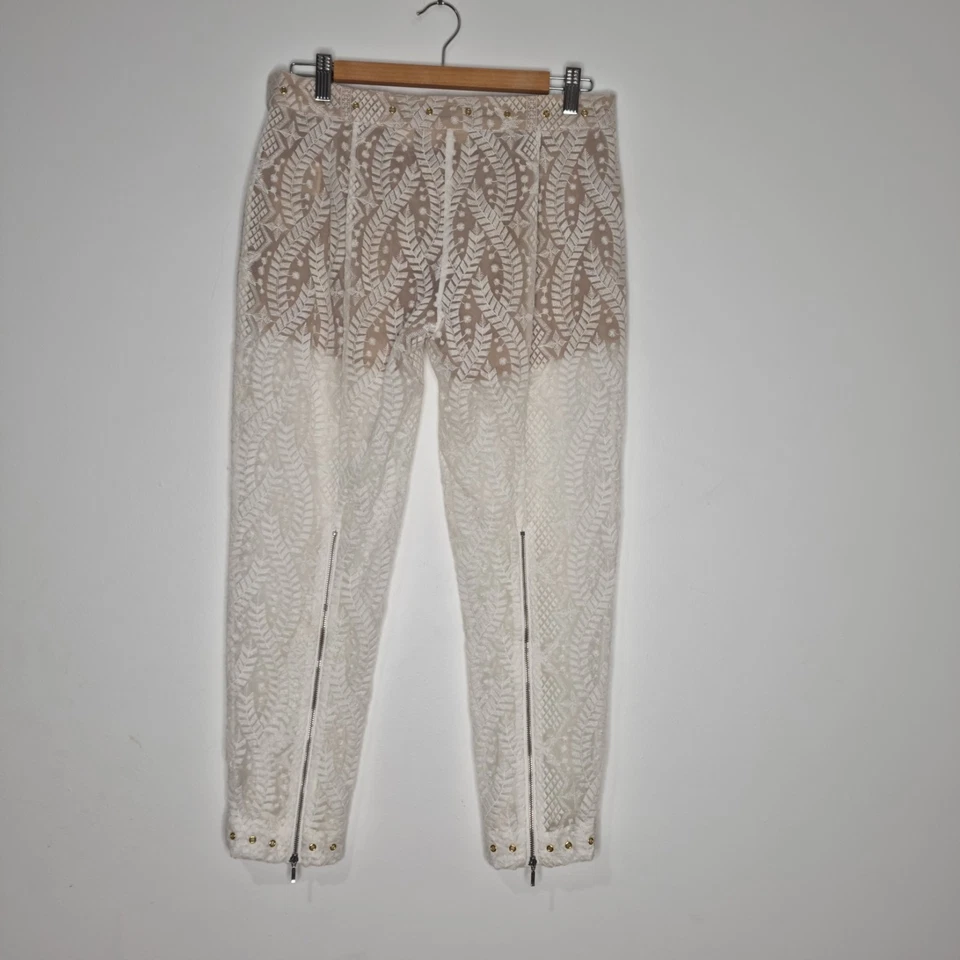 Pantalones de encaje crema Sass & Bide Penny Drops para mujer impresionantes parte forrados talla 8 Foto 4 de 4