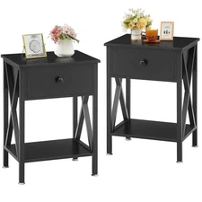 Night Stands for Bedroom Rustic Nightstand Bedside End Tables with Drawer Sto...
