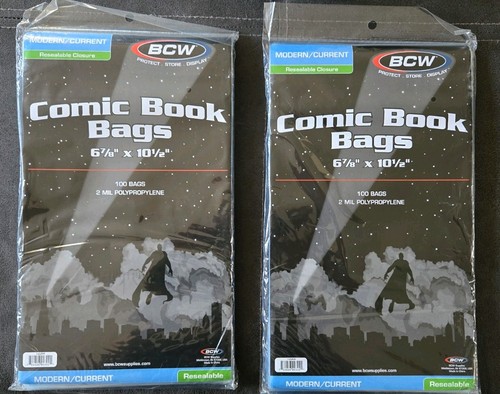 BCW Resealable Acid-Free Polypropylene Comic Book Bags Modern/Current 100 ct