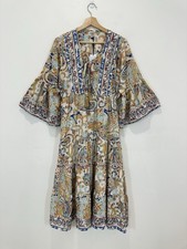 Caju Midi Dress Women M Multicoloured Floral Elastic Waist Flare Sleeve Boho NEW
