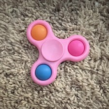 Pink 3-Button Pop It Fidget Spinner Tactile Sensory Toy Ages 3 Years