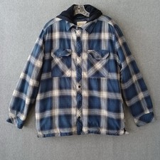 Boston Traders Lined Plaid Flannel Shirt Jacket BLUE Size M Winter Flannel Shirt