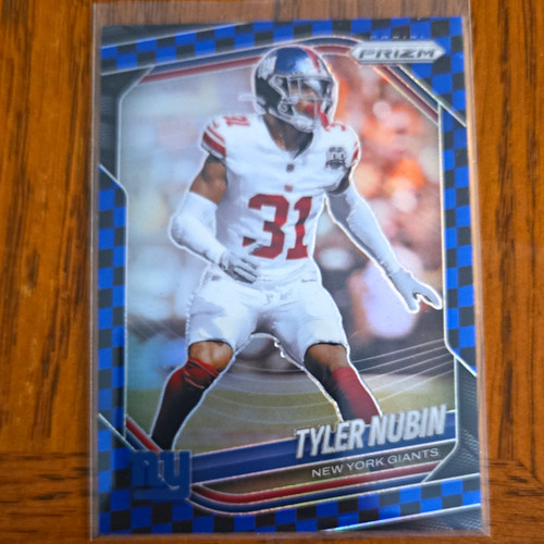 Panini 2025 Prizm Football Blue Checker Tyler Nubin Giants #250