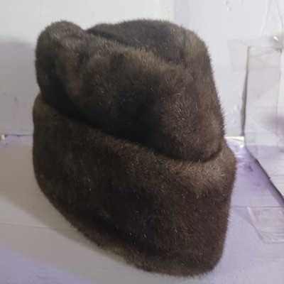 Vintage Faux Fur Cossack Hat Lined Russian Style, Men's XL, Feels / Looks Real
