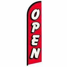 Open Full Curve Windless Swooper Flag Now Open RD/WT 100D