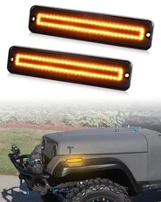 2PCS LED Front Fender Bumper Side Marker Lights For 1987-1995 Jeep Wrangler YJ