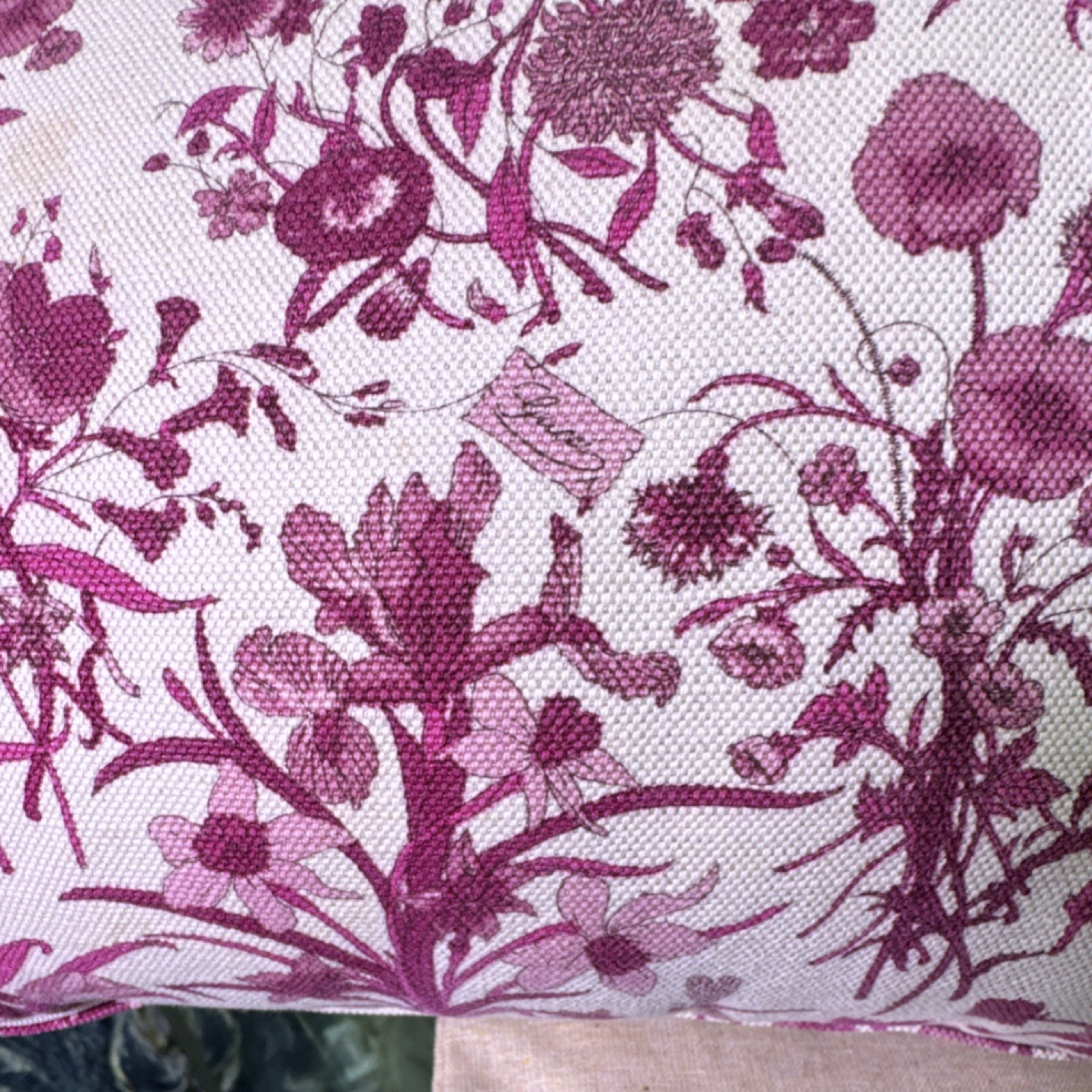 Gucci Pink Purple White Floral Decorative Square Throw Pillow with Zip Closure thumbnail 6